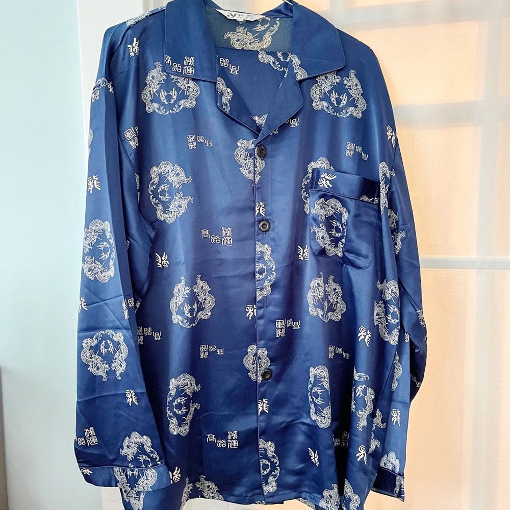 Yuxi chinese dragon men blue pajama XL